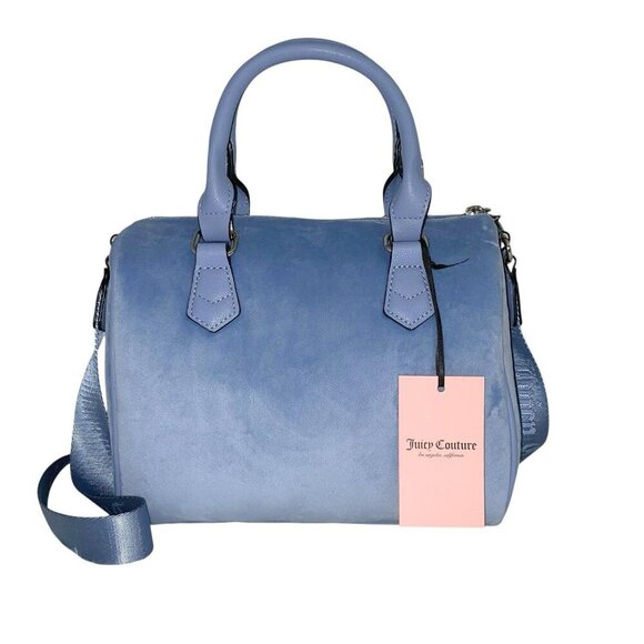 Juicy Couture Slate Blue Iridescent Crystal Logo Obsession Satchel Bag NWT - Picture 7 of 12